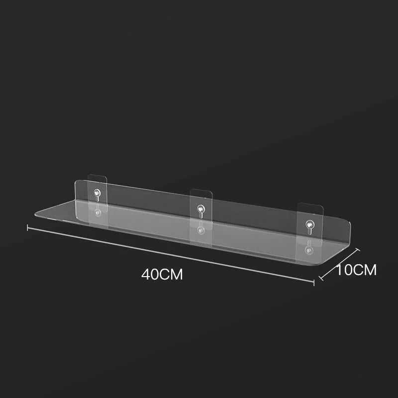 Carvallo Living | Akryl Vägg hylla | Transparent svävande hylla för badrum, kök och vardagsrum | 20–50 cm | Platsbesparande förvaring