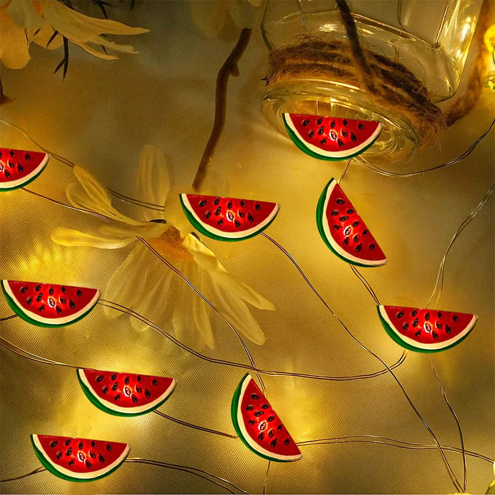 Carvallo Vattenmelon Ljuskedja | 20 LEDs | Batteridriven & Färgglad | 2 Meter | Sommar-dekor för Trädgård & Fest