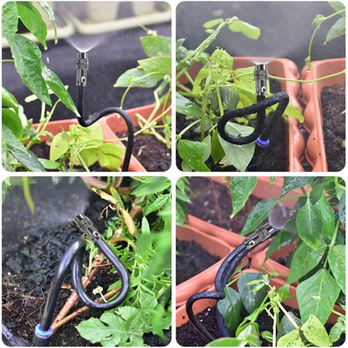 Carvallo Pro360 Automatiskt bevattningssystem 20 m | 360° Justerbara sprutmunstycken | DIY dimbevattningsset | För trädgård, grönsaksland och terrass