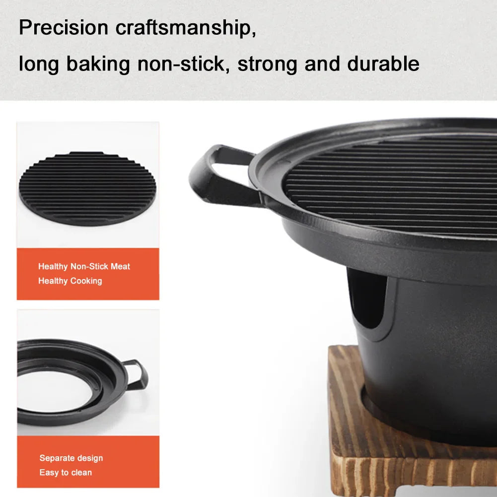 Carvallo Japanesisk Mini-Grill med Alkoholkamin | Bärbar Bordsg grill utan rök | Kompakt och beläggningsfri | För Camping och Balkong