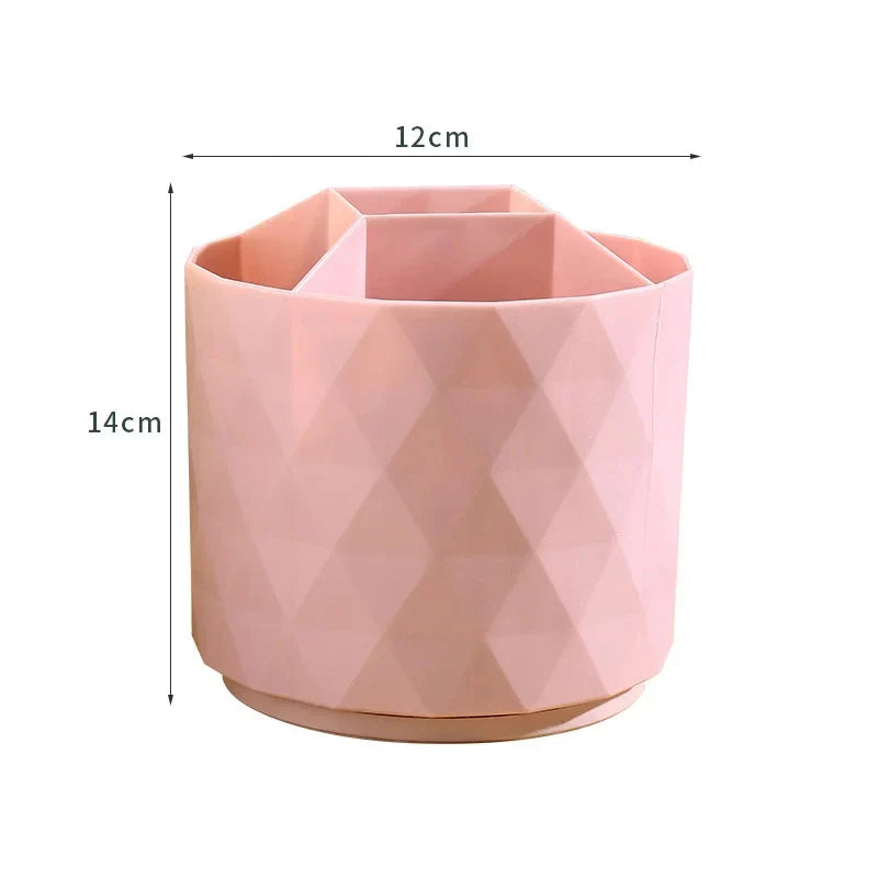 Carvallo Make-up Organizer med vridfunktion | 360° roterande förvaringsbehållare | 5 fack | Rosa diamantdesign