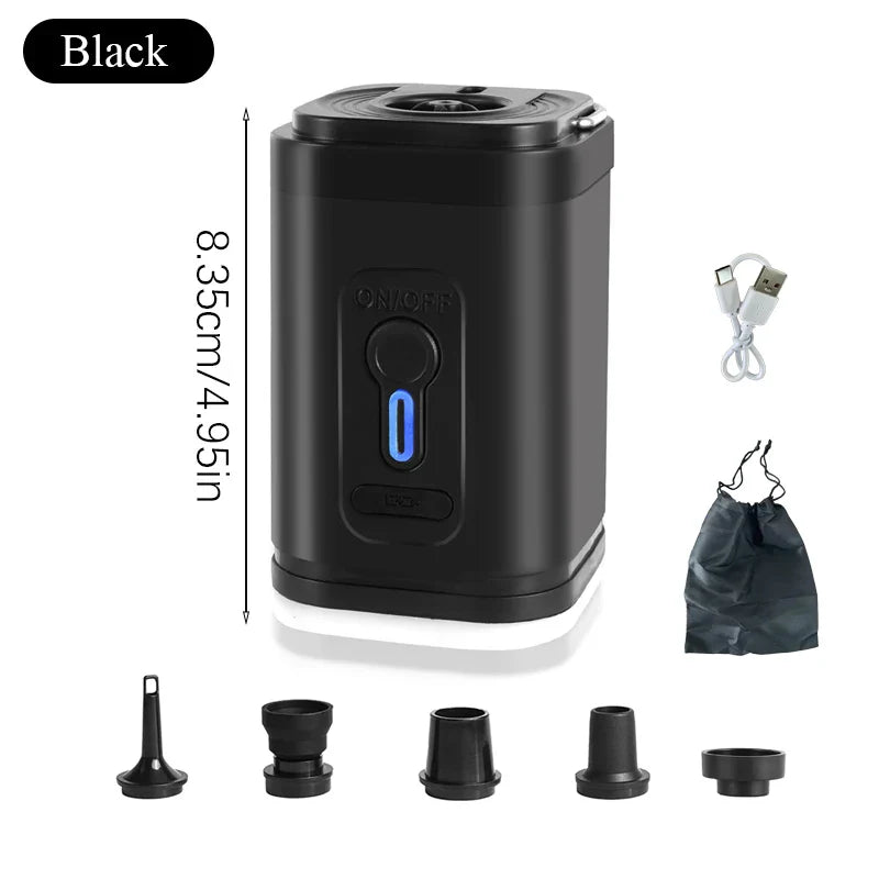 Carvallo Mini Luftpump | Ultra Kompakt &amp; USB-C Uppladdningsbar | 5 Munstycken | 200L/min Effekt