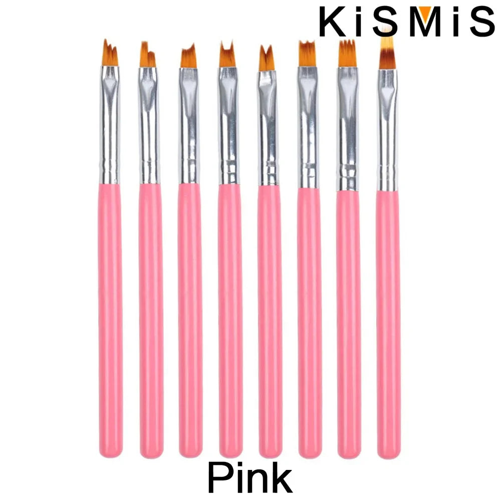 Carvallo-penselsæt NailMuse 8-pak | Fine detaljpenner til gel og neglekunst | Træhåndtag | Fås i 5 farver