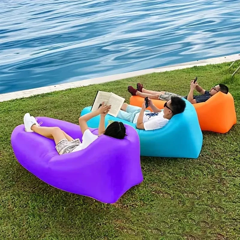 Carvallo Loungesoffa | Utan pump &amp; med nackstöd | AirLoungeGo Utomhussoffa 190×70 cm – Bärbar &amp; Vattentät