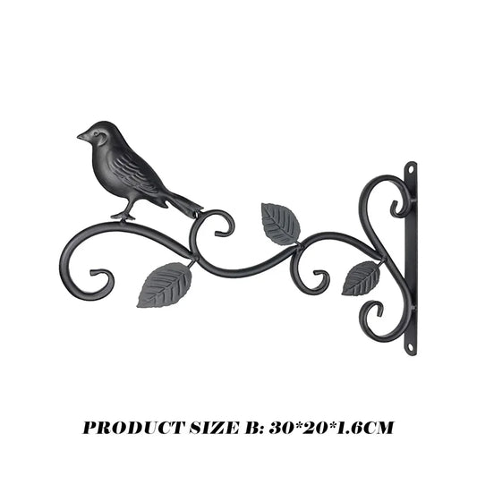 Carvallo väggkrok i vintage-stil | Väderbeständigt metall | Fågelmotiv & blomrankor | För lyktor, blommiga krukor & dekoration