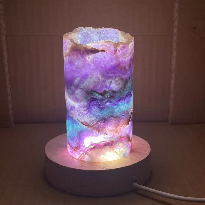 RainbowGlow – Fluorite table lamp with enchanting light effects for a calming atmosphere