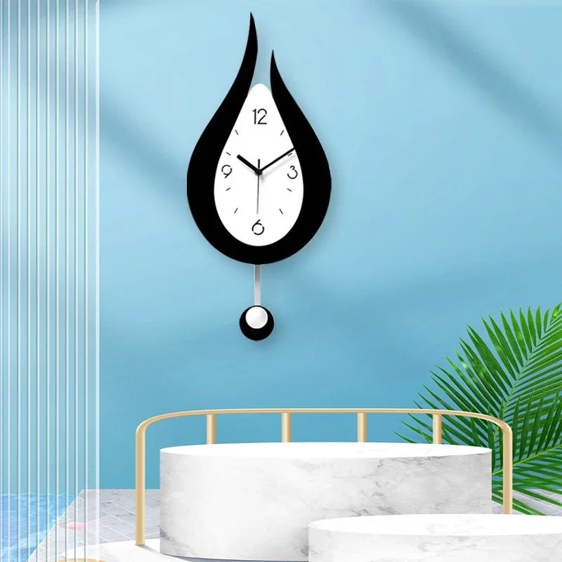 WaterDrop - Bred Modern Minimalistisk Vägghängd Klocka