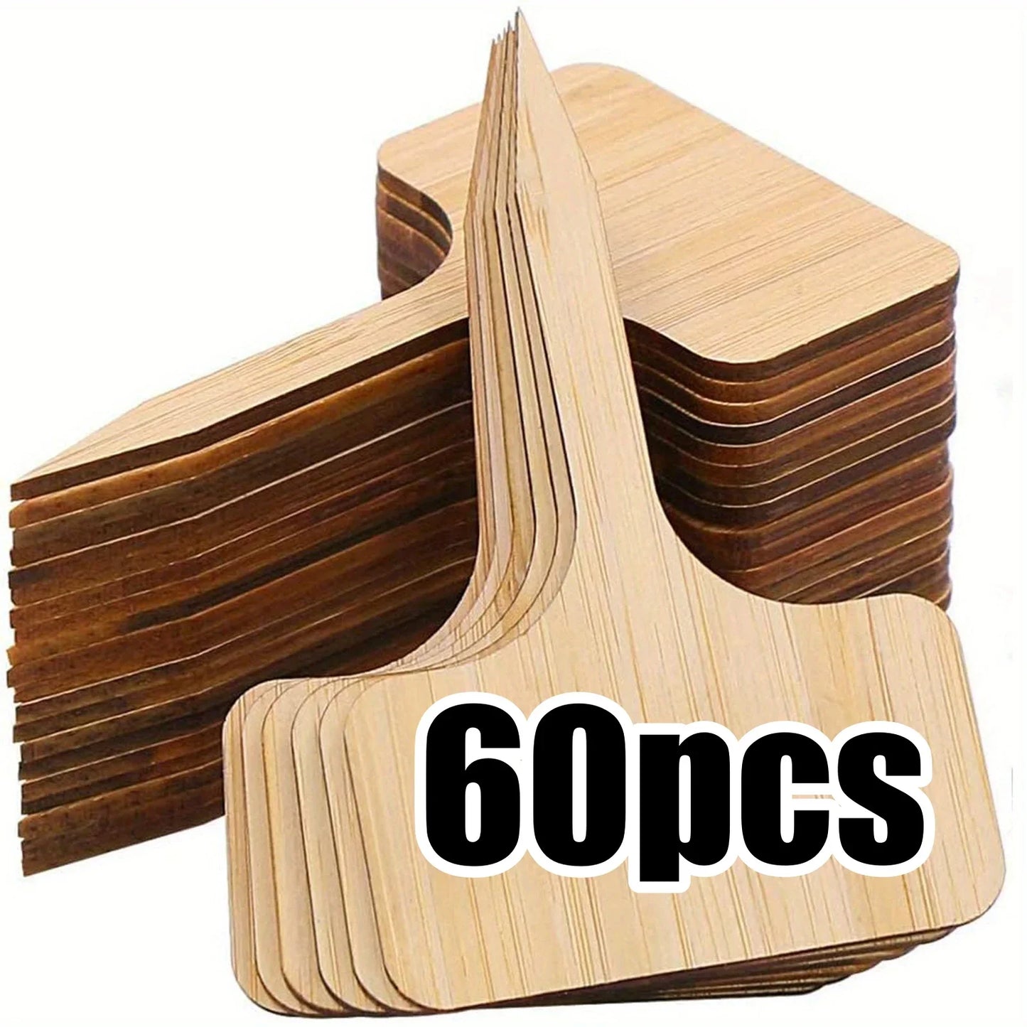 Carvallo NaturLine växtskyltar av bambu 50 st. | T-formad trädgårdspik | Ombart och väderbeständig | För örter, grönsaker och blommor