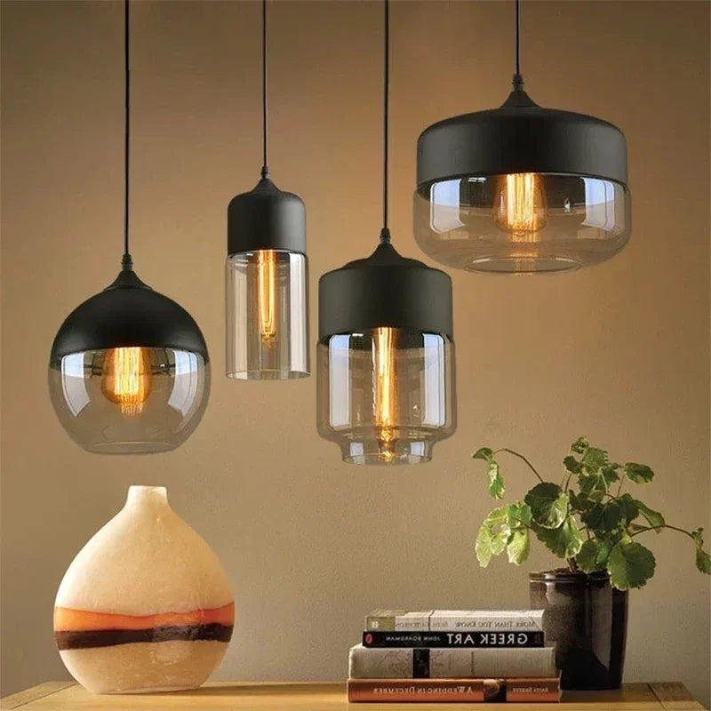 Nordic Wood Glas Pendel Ljuskrona – Modern Hängande Lampa