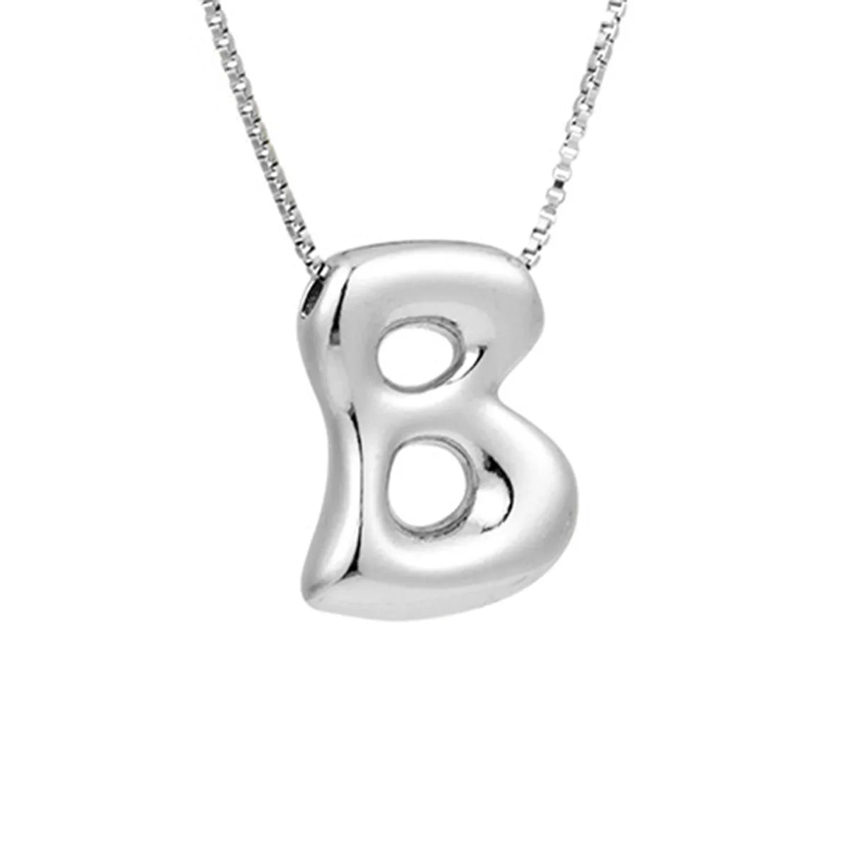 Royelux A-Z Ballong Bubbel Bokstav Hänge Halsband – Silver Chunky Initial Smycken