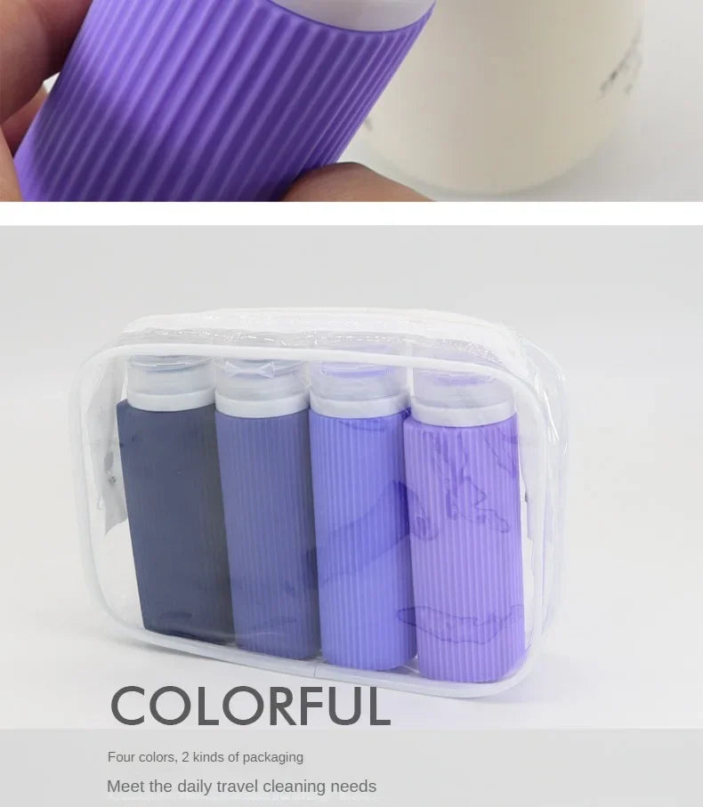 Carvallo Uitstroomvrije Siliconen Reisflessen 4-pack | 89 ml (TSA-conform) | BPA-vrij & Navulbaar | Met Rits Toilettas