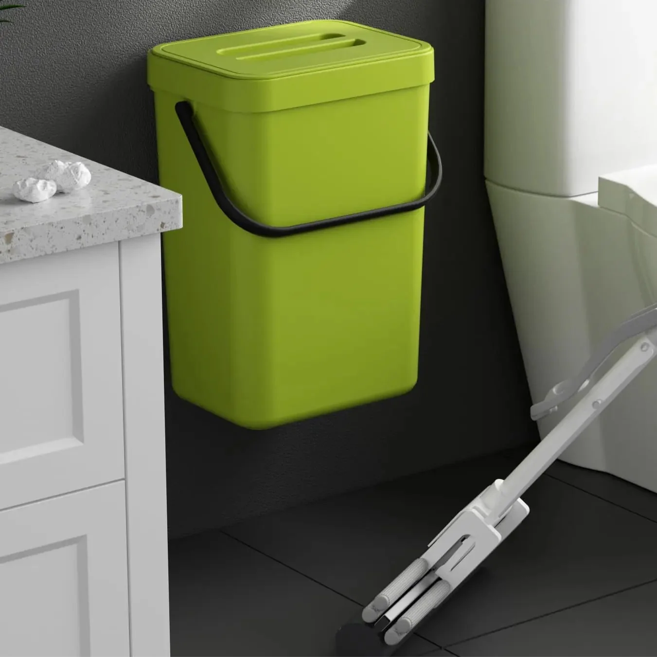 Carvallo Mini Soptunna | Med Lock | Hängande & Väggmontering | Kompakt & Luktblockerande | För Kök, Bad & Kontor
