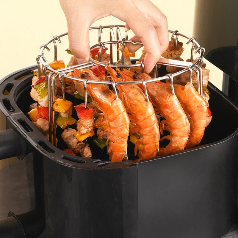 Carvallo Vertikal Spettshållare i rostfritt stål | För grill & luftfritös | Plats för 12/24/48 spett | 19 × 10 cm