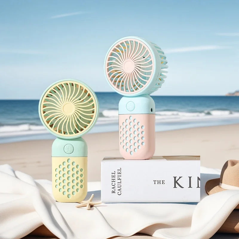 Carvallo Mini Handfläkt | Bärbar & Uppladdningsbar | Tyst & Doftfunktion | Pastellfärger