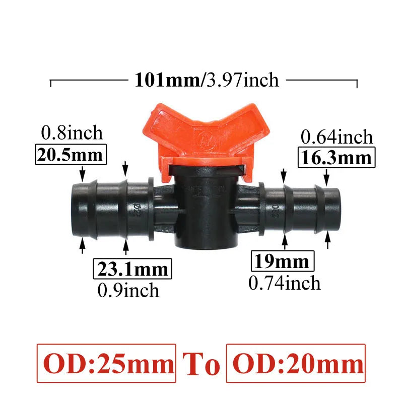 Carvallo FlowTura ConnectPro | Mini-kula ventil med slanganslutning och gänga | För trädgård, PE-slang och droppbevattning
