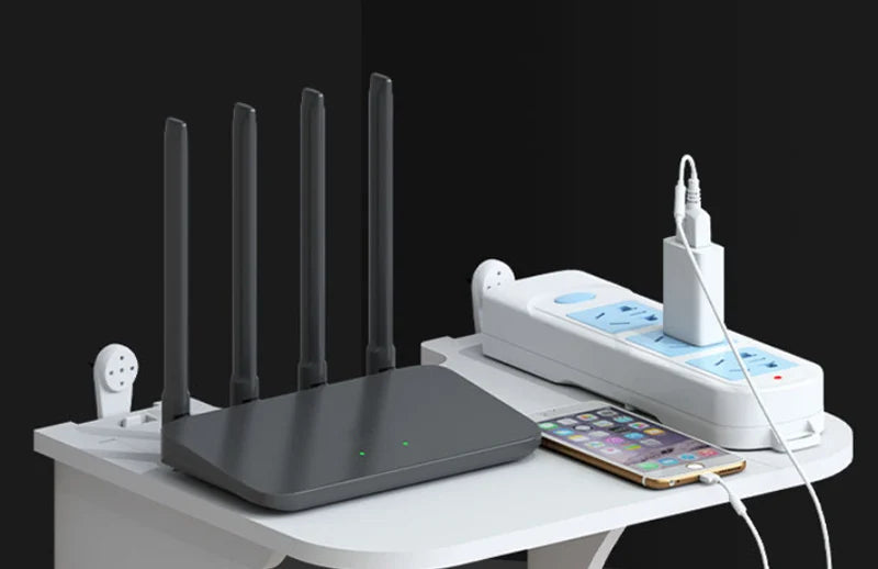 Carvallo Organizer | Svävande väggställ utan borrning | Dold hållare för WLAN-router, TV-låda & tillbehör | PVC, Vit | 30 × 15 × 12 cm