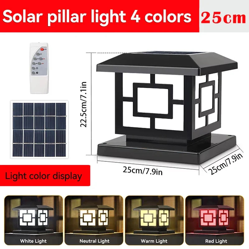 Carvallo PillarGlow Solarljusstolpe LED med fjärrkontroll & timer – IP65 Vattentålig