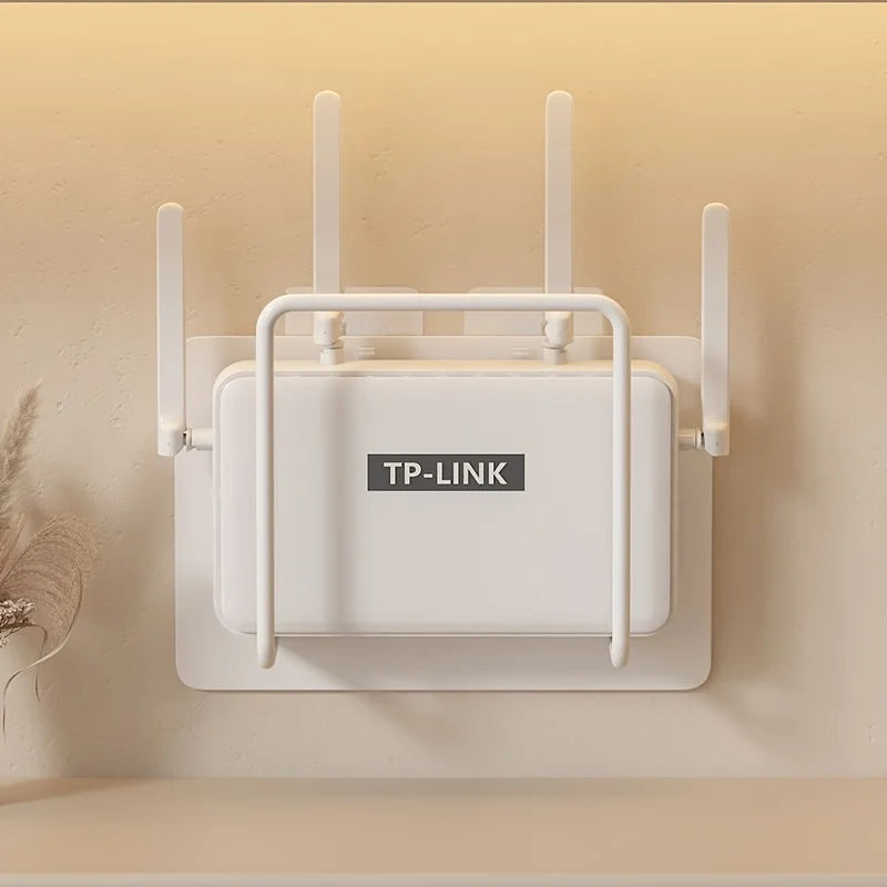 Carvallo-router-hållare AirMount EasyFix | Väggmontering utan borrning | Vitt gjutjärn | Multifunktionell hylla