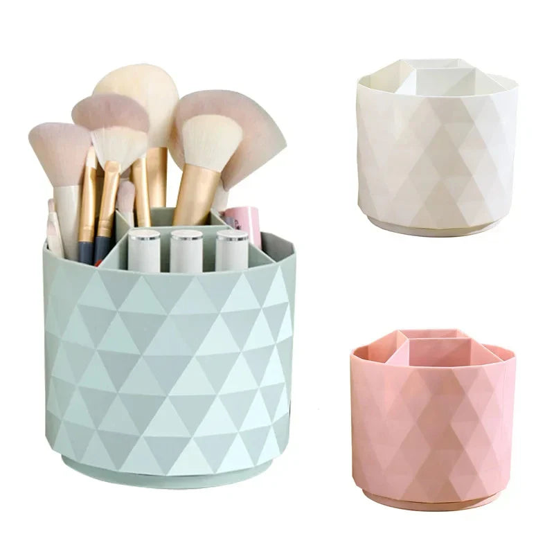 Carvallo Make-up Organizer med vridfunktion | 360° roterande förvaringsbehållare | 5 fack | Rosa diamantdesign
