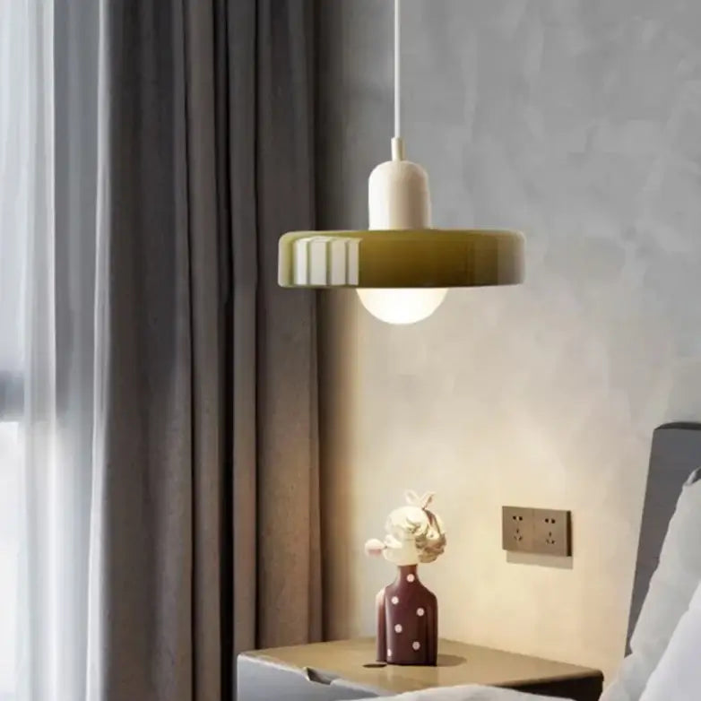 Royallure Bauhaus Färgat Glas Pendel-lampa – Konstnärlig Glasburk, Geometrisk, Retro-Modern