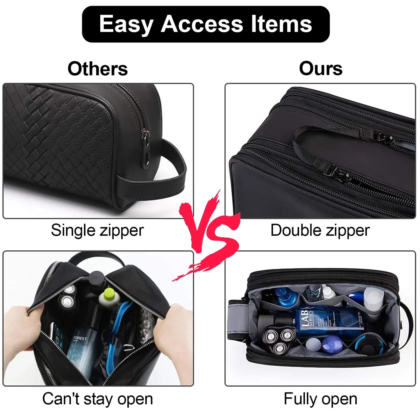 Carvallo Kulturväska Herrar | Vattenavvisande Dopp Kit Organisatör | Stort Volym & Fack för Blöta Saker | För Resa & Bad