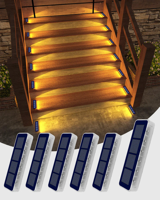 Carvallo StepLine Solar Golvljus 6-pack | Varmvit | IP68 Vattentät | LED-Trapp- & Vägbelysning | För Utomhusområden