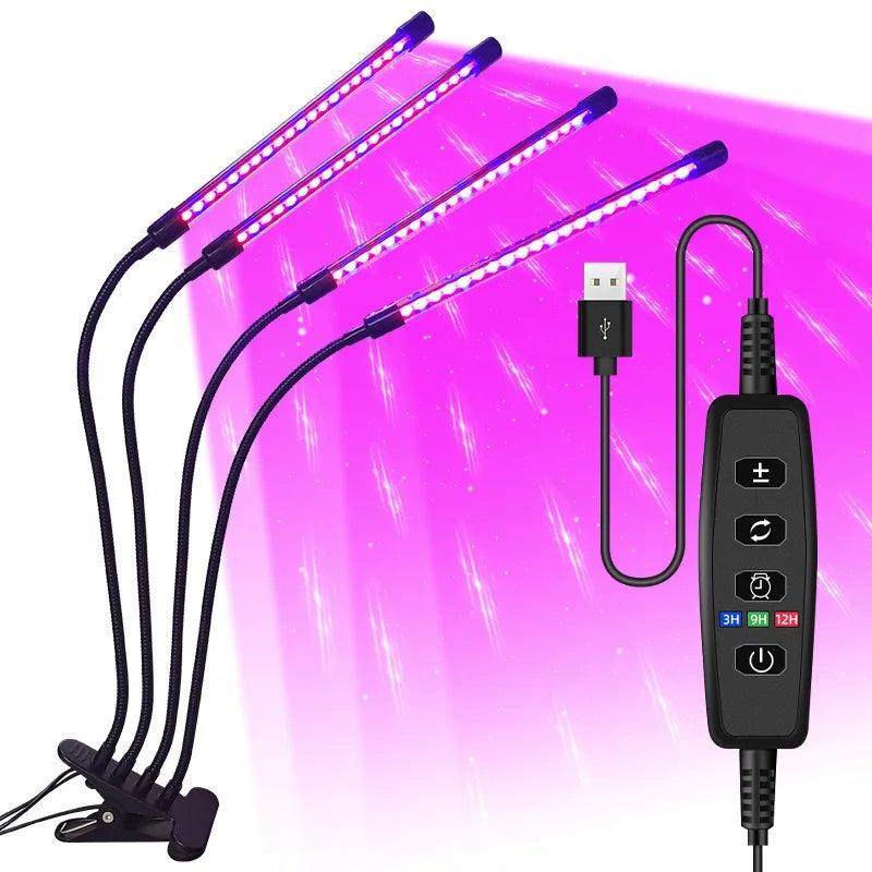 Carvallo Floraviva | LED Grow Light USB | 1–4 Huvuden | 10-Stegs Dimmbar & Timerfunktion