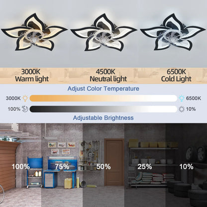 Floara Breeze | Dimbar LED-takfläkt i blomform med fjärrkontroll &amp; app-styrning