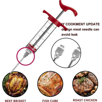 Carvallo Marinadenspruta | Köttspruta för BBQ &amp; stekning | Med rostfria nålar för vätske- &amp; kryddmarinader | 60 ml volym