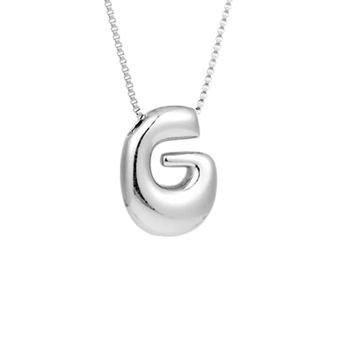 Royelux A-Z Ballong Bubbel Bokstav Hänge Halsband – Silver Chunky Initial Smycken