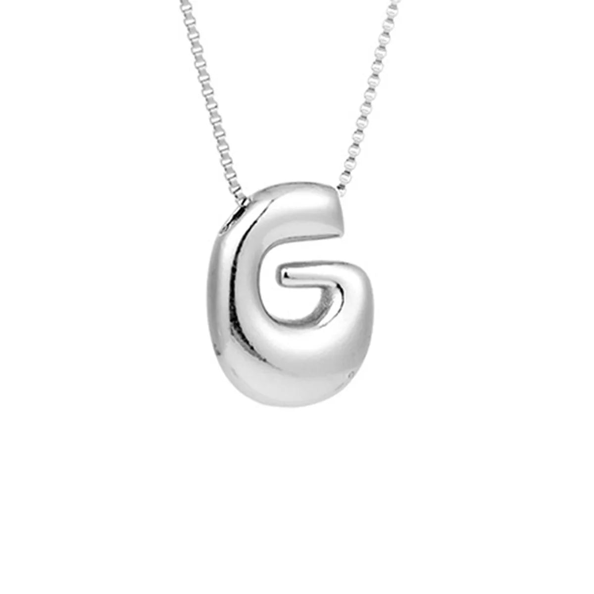 Royelux A-Z Ballong Bubbel Bokstav Hänge Halsband – Silver Chunky Initial Smycken