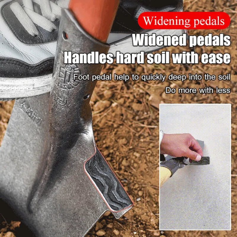 Carvallo Vollstålspade i manganstål | Härdad & Extra Tjock | För jordarbete, plantering & rotgrönsaker – Proffs-trädgårdsskyffel