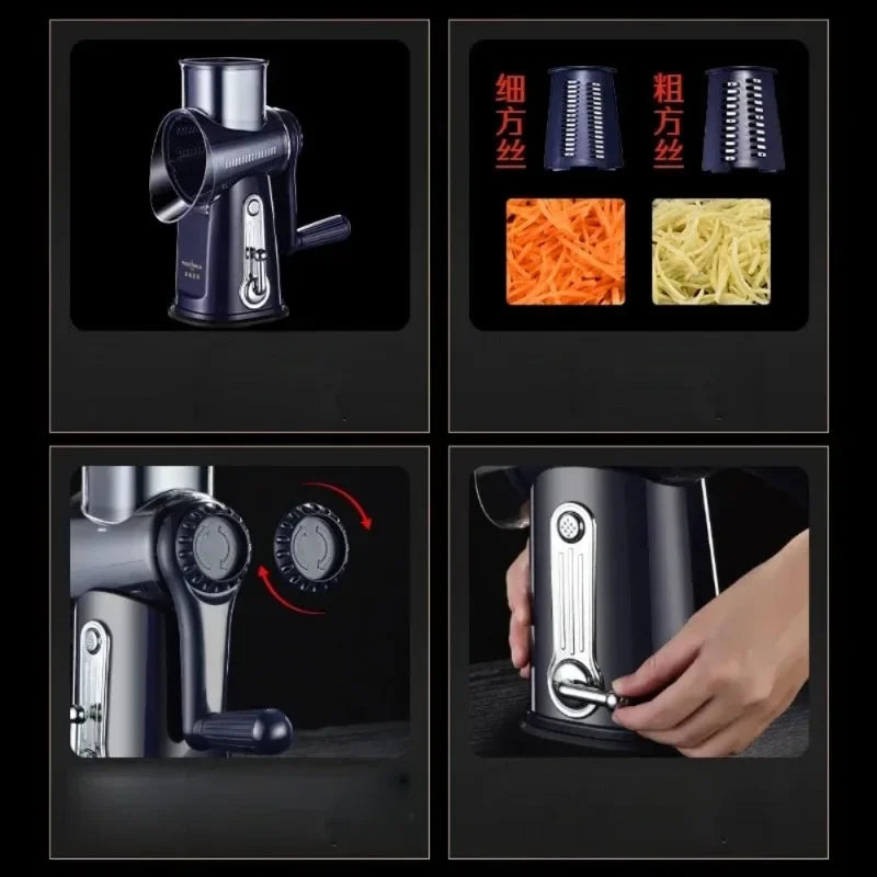 Carvallo Pro Trumma-Grönsaksskivare | 5-i-1 Multiskärare med utbytbara trummor | Säkert & Beröringsfritt | 27,5 x 12,2 cm