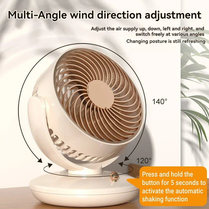 Carvallo Bordfläkt med 360° rotation | USB-fläkt med 3 hastigheter & batteri | Tyst & kompakt | För kontor, sovrum & hem