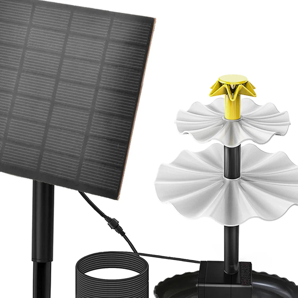 Carvallo-Vogelbrunnen TRIOCASCADE | 3-stegs | Deko-Springbrunnen med Solarpanel | För trädgård, balkong & terrass