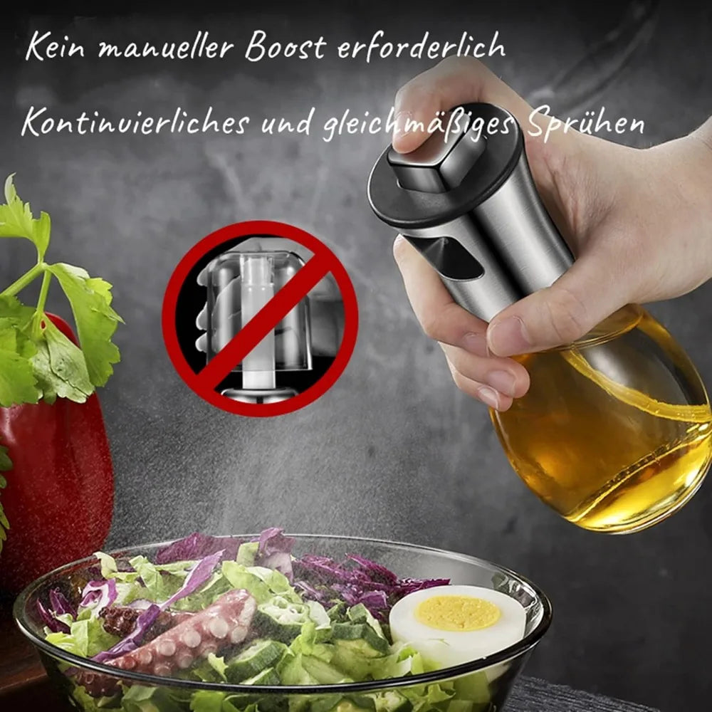 Carvallo Pro  Ölsprayer 200 ml | Fin dimma & förbättrad munstycke | För olja, vinäger & citronsaft | Rostfritt stål & glas