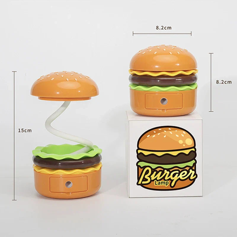 LumiGlow - LED Hamburger Nattlampa med Pennvässare, Kreativ Skrivbordslampa