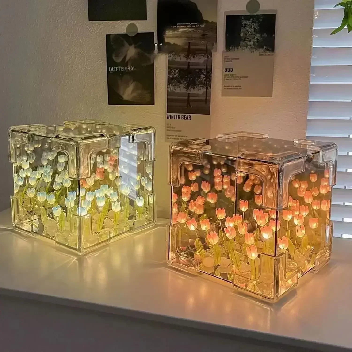 MirrorBloom - DIY Spegelkub Lamp med Tulpan Design