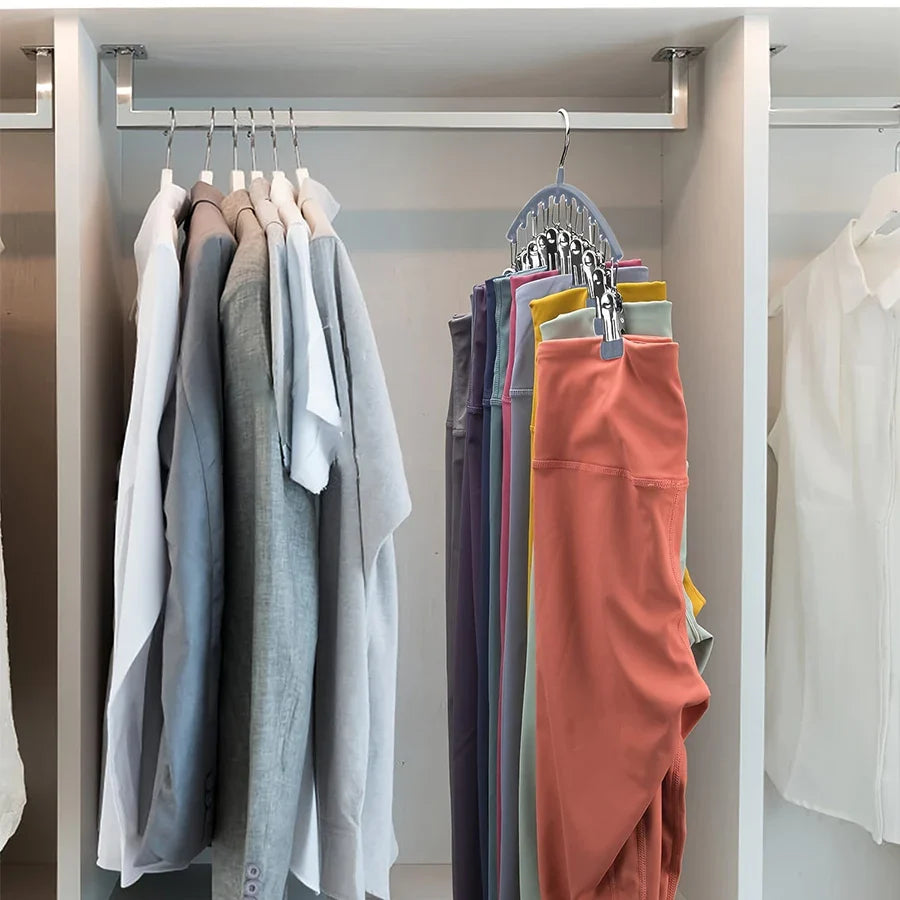 Carvallo Leggings-Organizer Klädhängare med 10 clips | För upp till 40 leggings | Platsbesparande hängregal | Garderobsförvaring