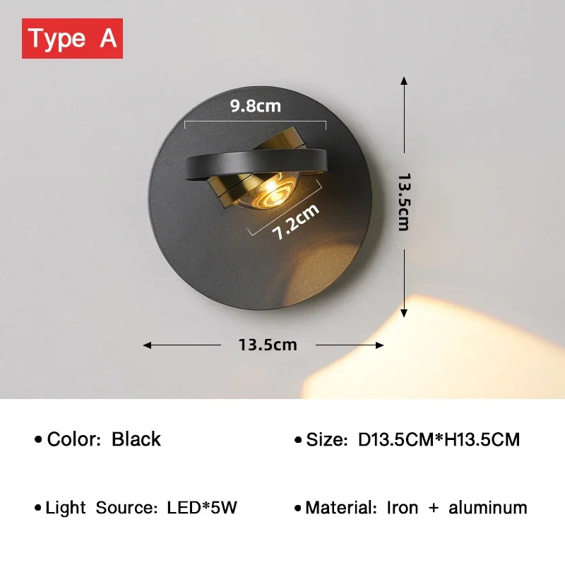 BrightTurn - Modern LED Vägglampa med Rotationsdesign för Sovrum och Vardagsrum