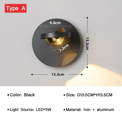 BrightTurn - Modern LED Vägglampa med Rotationsdesign för Sovrum och Vardagsrum