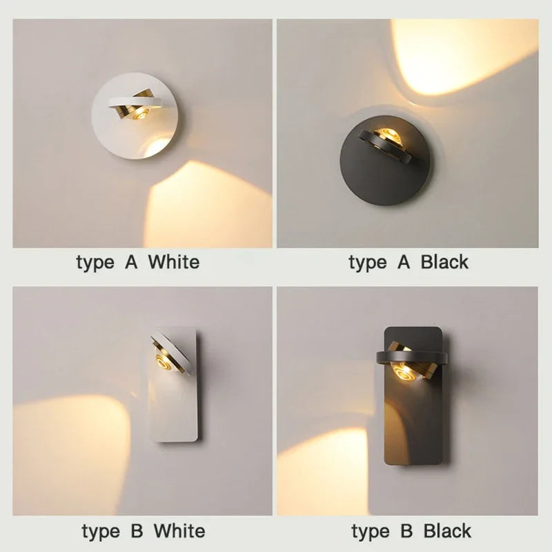 BrightTurn - Modern LED Vägglampa med Rotationsdesign för Sovrum och Vardagsrum