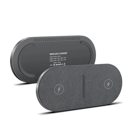PowerEase - Dubbelt trådlöst laddningsstation med snabbladdningsfunktion för telefoner och hörlurar