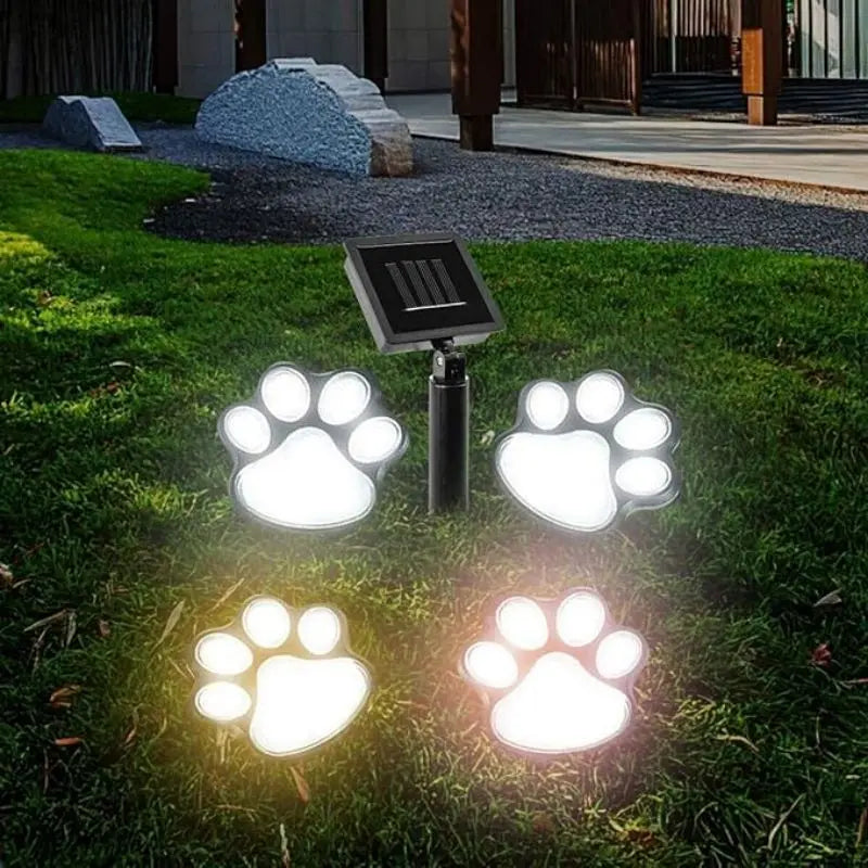 Solarlampa med tassavtryck design – LED trädgår belysning i multicolor för utomhusbruk
