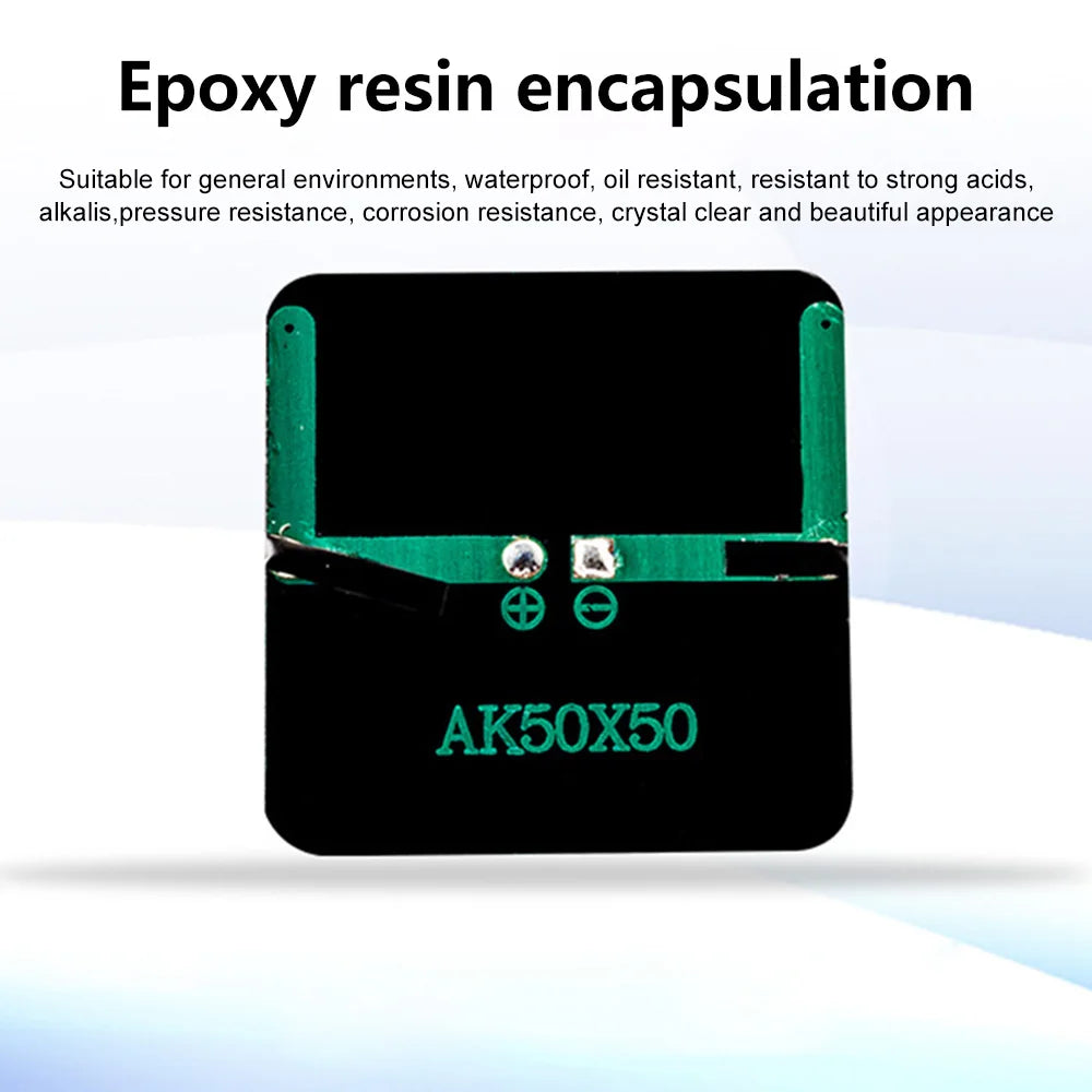 Carvallo AK5050 Mini-solpanel 2V | Hög effektiv & vattentät | 5x5 cm | För leksaker, trädgård & DIY