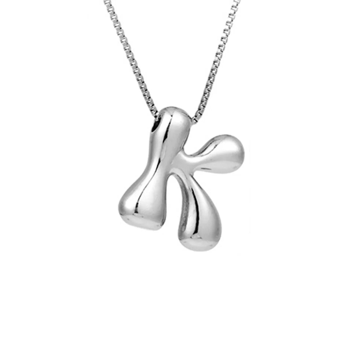 Royelux A-Z Ballong Bubbel Bokstav Hänge Halsband – Silver Chunky Initial Smycken