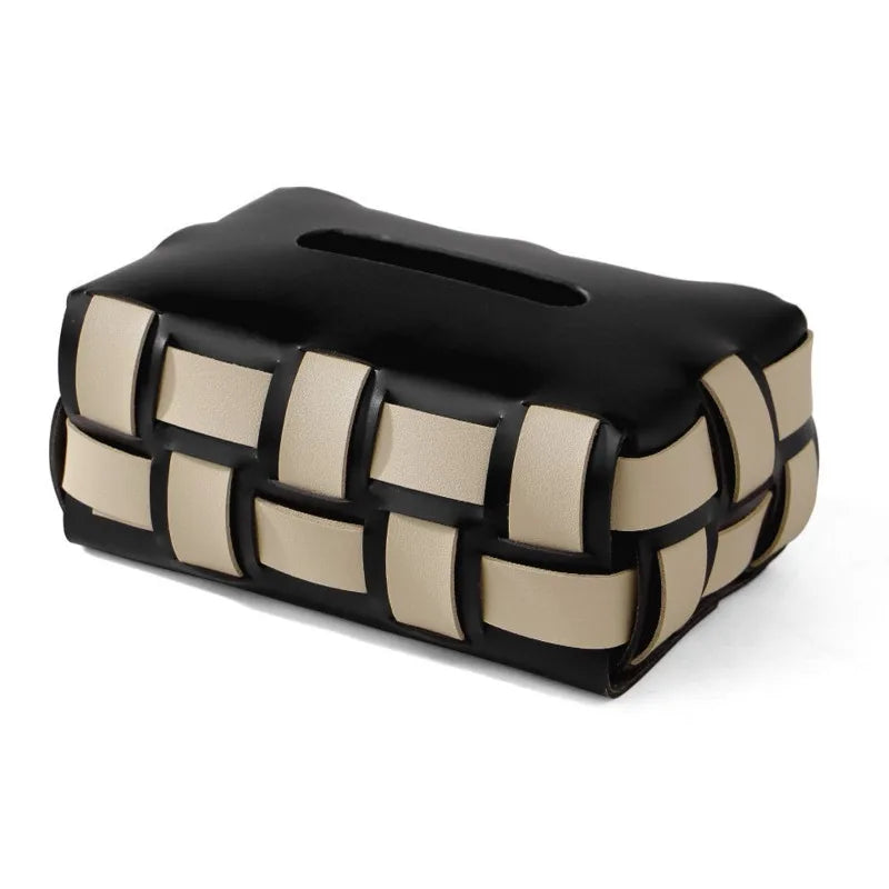Carvallo – Lyxig Vegan Läder Pappershållare med Vävt Mönster