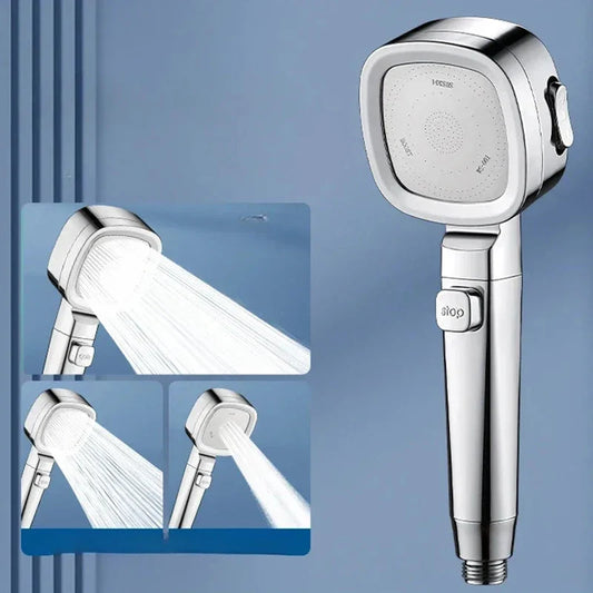 Carvallo AquaJet Flow | 3 stråltyper | Vattensparande & tryckförstärkande | Handdusch i silver