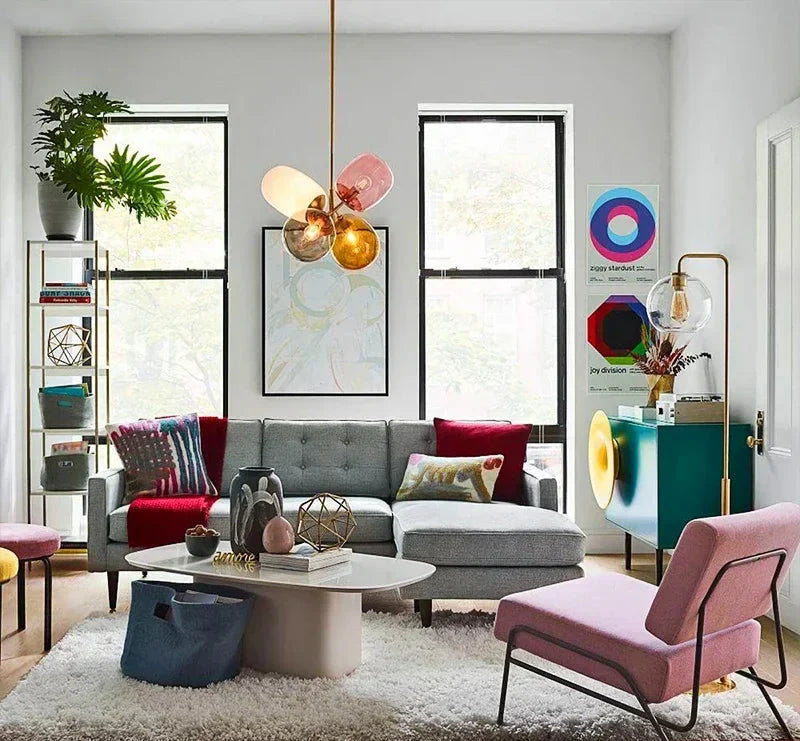 Antheia – Lyx Hänglampa av Färgade Glas med Konstnärlig Design