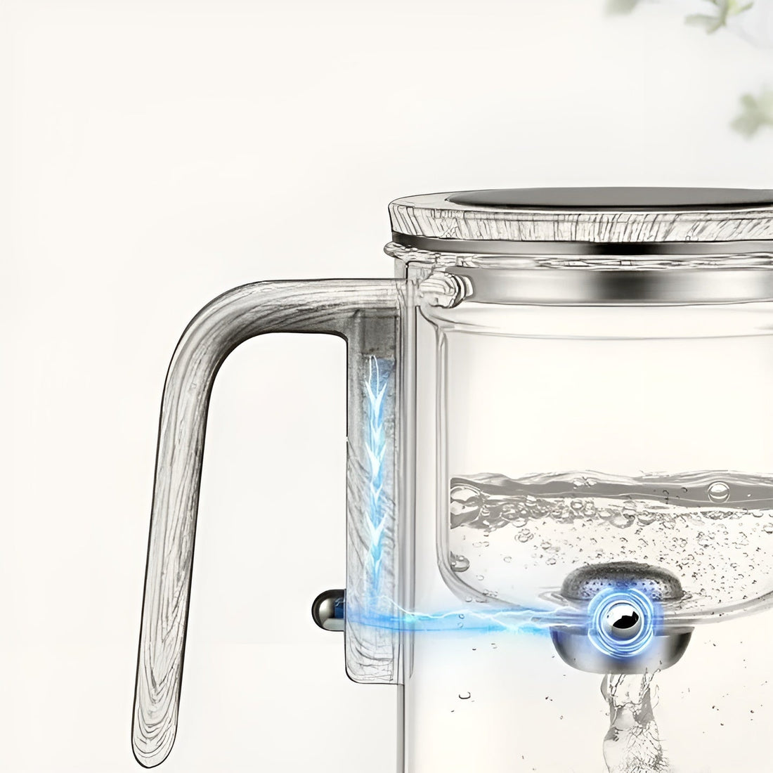 Glasteekanna med trähandtag – En-klicksfilter | Perfekt för löst te &amp; Puer